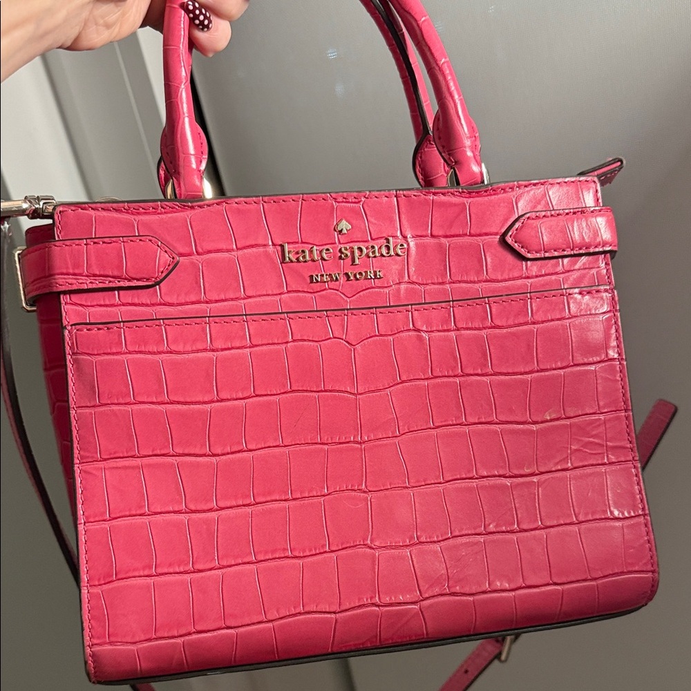 Kate Spade Fuchsia Croc-Embossed Satchel